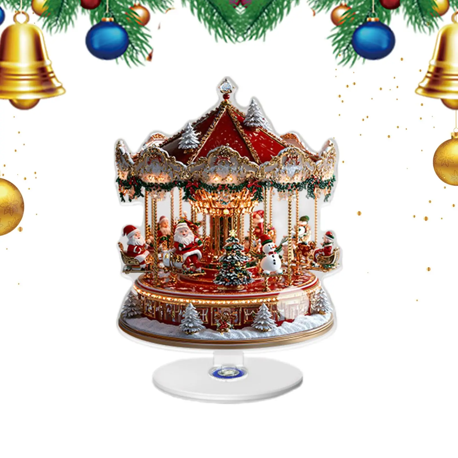 2D Acrylic Christmas Desk Decor Christmas Tree Ferris Wheel Carousel Sign Decorations Seasonal Centerpiece For Home Desktop