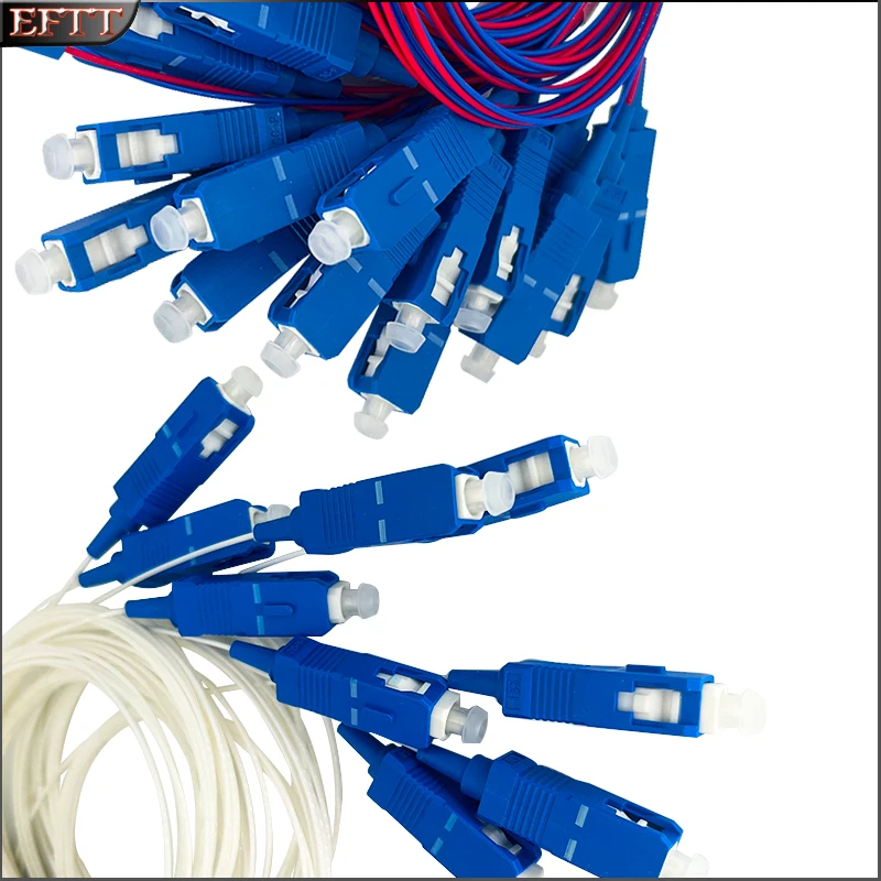 Divisor de fibra óptica PLC 1X2 SC/UPC de alta calidad, divisor G657A1 de modo único de 0,9mm, herramienta de conector de PVC FTTH SM 1m