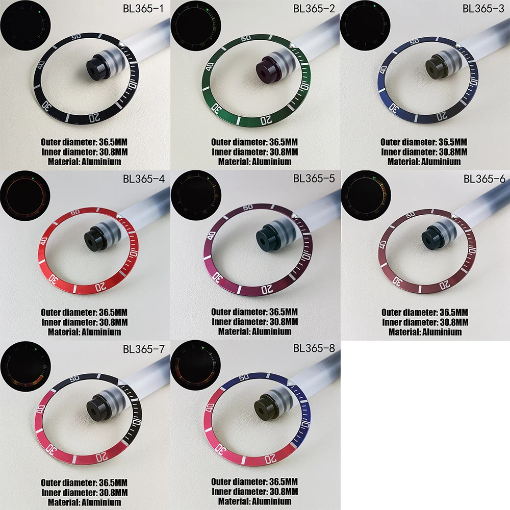 36.5*30.8 مللي متر إطار ساعة إمالة عالية الجودة الألومنيوم ورقة الرجال ساعة اكسسوارات الساعات صيانة أجزاء مضيئة الخرز