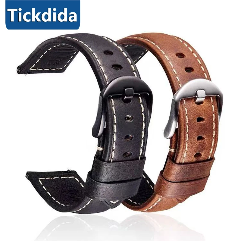 Высококачественный ремешок из натуральной кожи для Huawei Watch GT 6 5 Pro 46 мм 20 мм 22 мм 24 Ремешок для часов Быстросъемный мужской и женский ремешок для часов