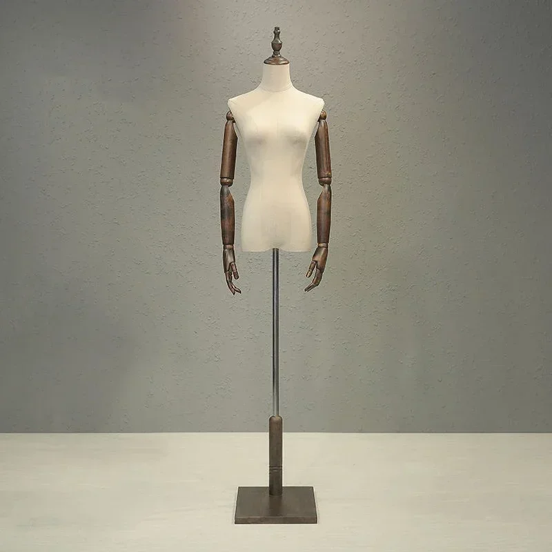 

Nordic Mannequins For Women's Clothing Store Women's Adult Mannequin With Wooden Arm Wedding Clothing Display Adjustable Rack
