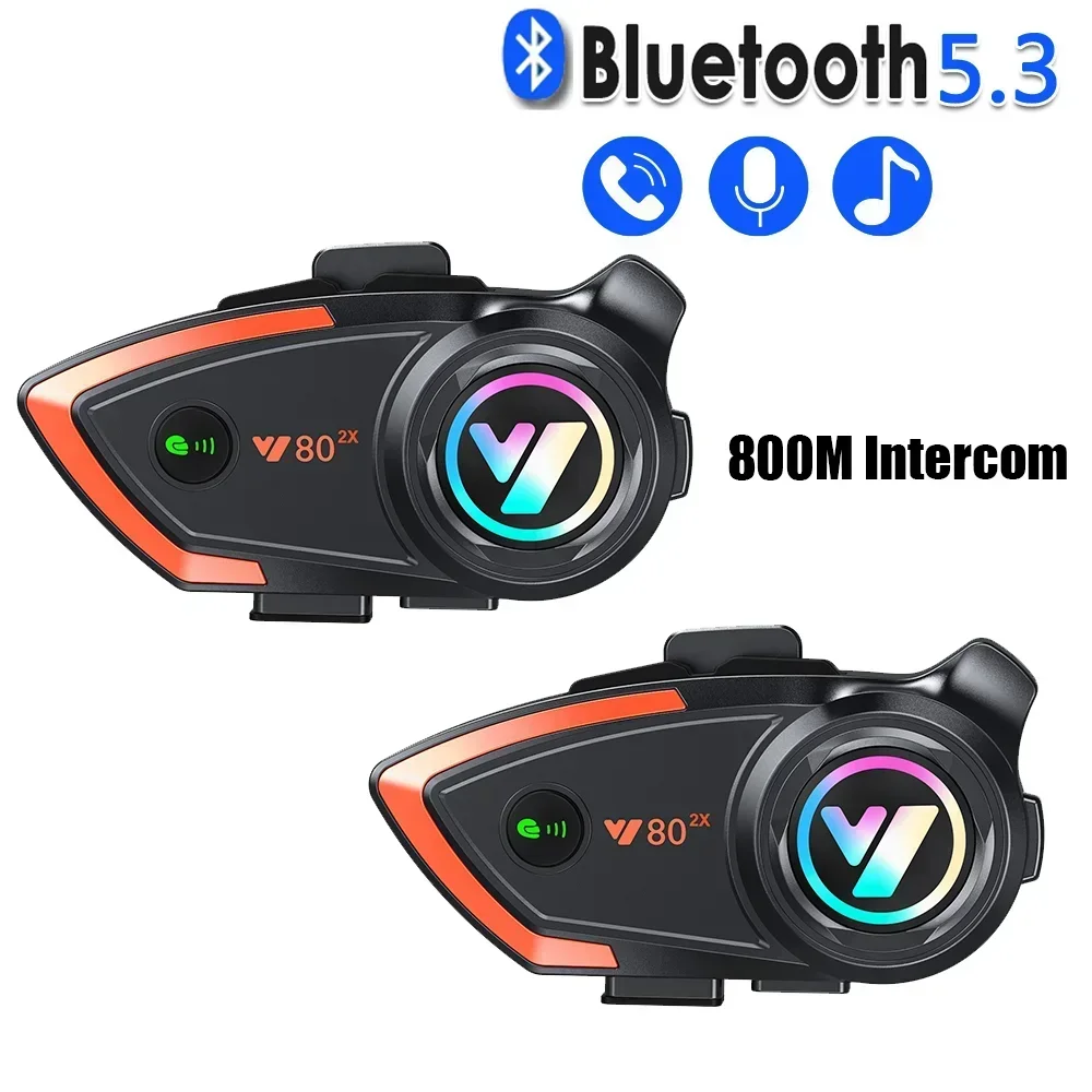 Y80 2X Motorcycle Bluetooth 5.3 Helmet Intercom Headset Hands Free Call Wireless Waterproof 1000mAh Noise Reduction Earphones