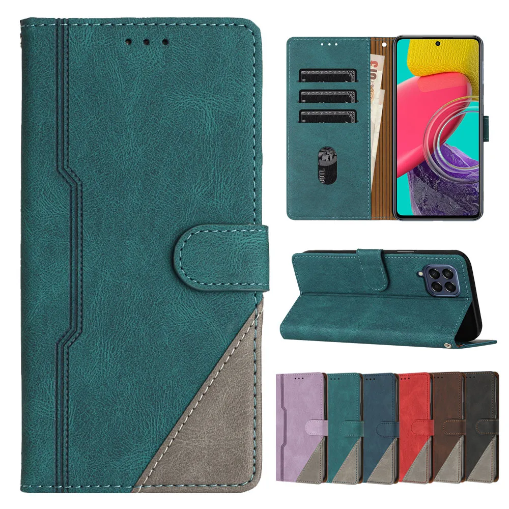 Skin Feel PU Leather Wallet Case for Samsung Galaxy M54 M53 M52 M51 M33 M31 M31S M30 M30S M21 M21S M13 M23 M32 Card Slots Cover