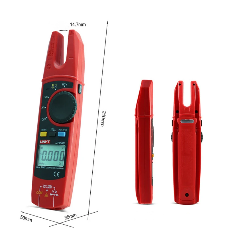 UT256B Fork-Shaped Digital Performance Stable True RMS Multimeter 200A AC And DC Current NCV Tester Capacitance Automatic UT256