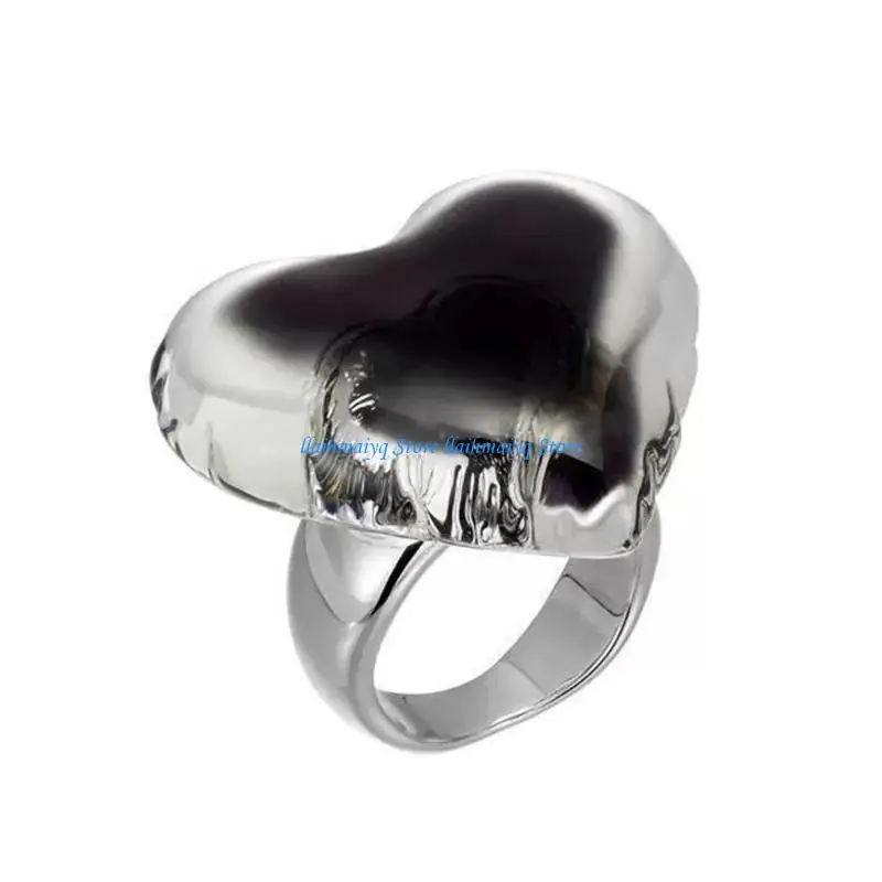 

573B Adorable Finger Rings Party Accessories Heart Adjustable Weddings Rings Alloy Texture for Fashion Casual Looks