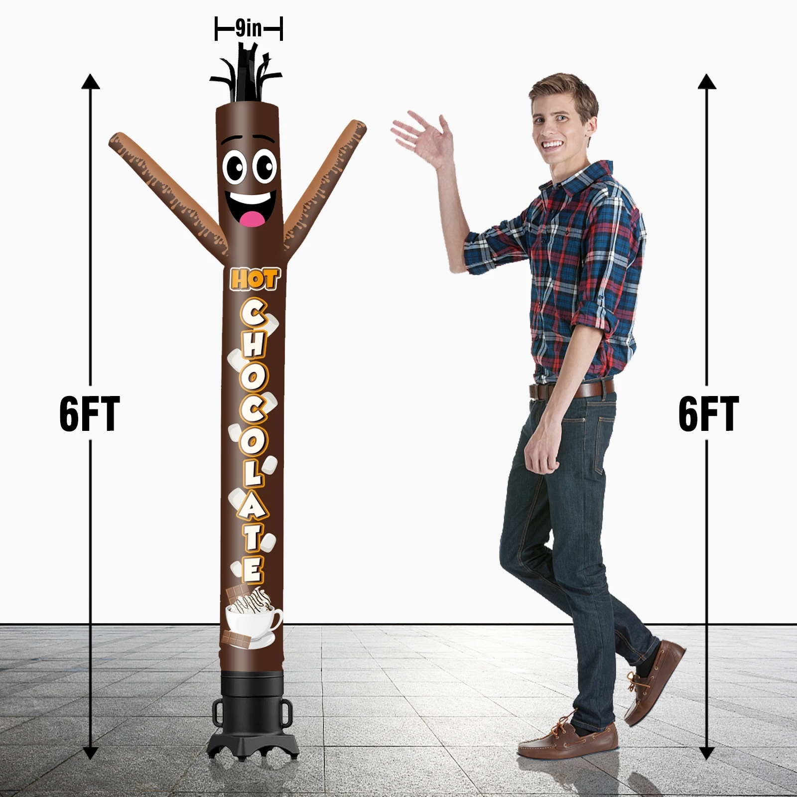 6/10/15/20FT Tall Inflatable Chocolate2 Dancing Guy for Outdoor Decoration Advertising(Blower Not Included)