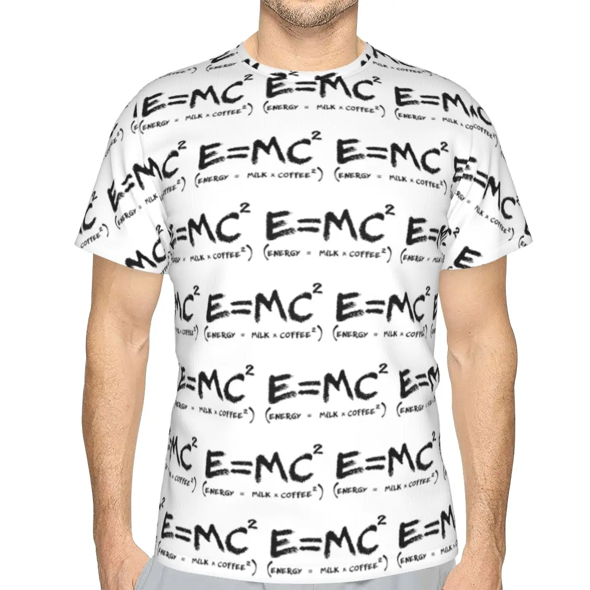 100% Cotton Science E = MC2 Energy Milk Coffee Physics Math T-Shirt Men's Fashion T Shirt Men O-Neck Summer Shirts Tops