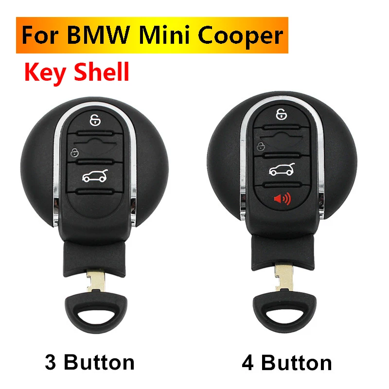 

For BMW Mini Cooper Car Key Shell Cover 3/4 Buttons Smart Remote Fob Case with Emergency Key Blade 2015 2016 2017 2018