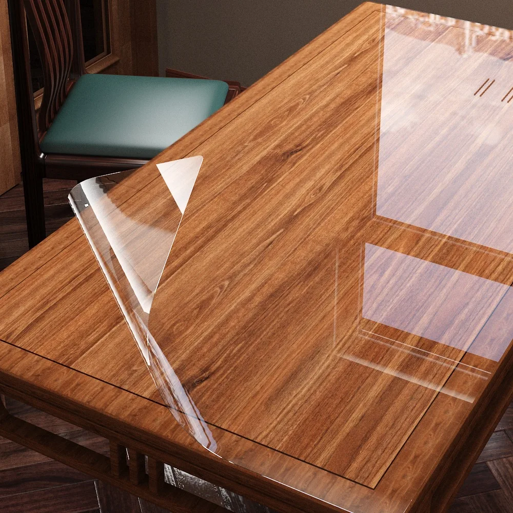 Transparent PVC Desktop Protective Film Soft Glass Tablecloth Waterproof Oil Resistant Table Mat Scratch Resistant Dining Cover