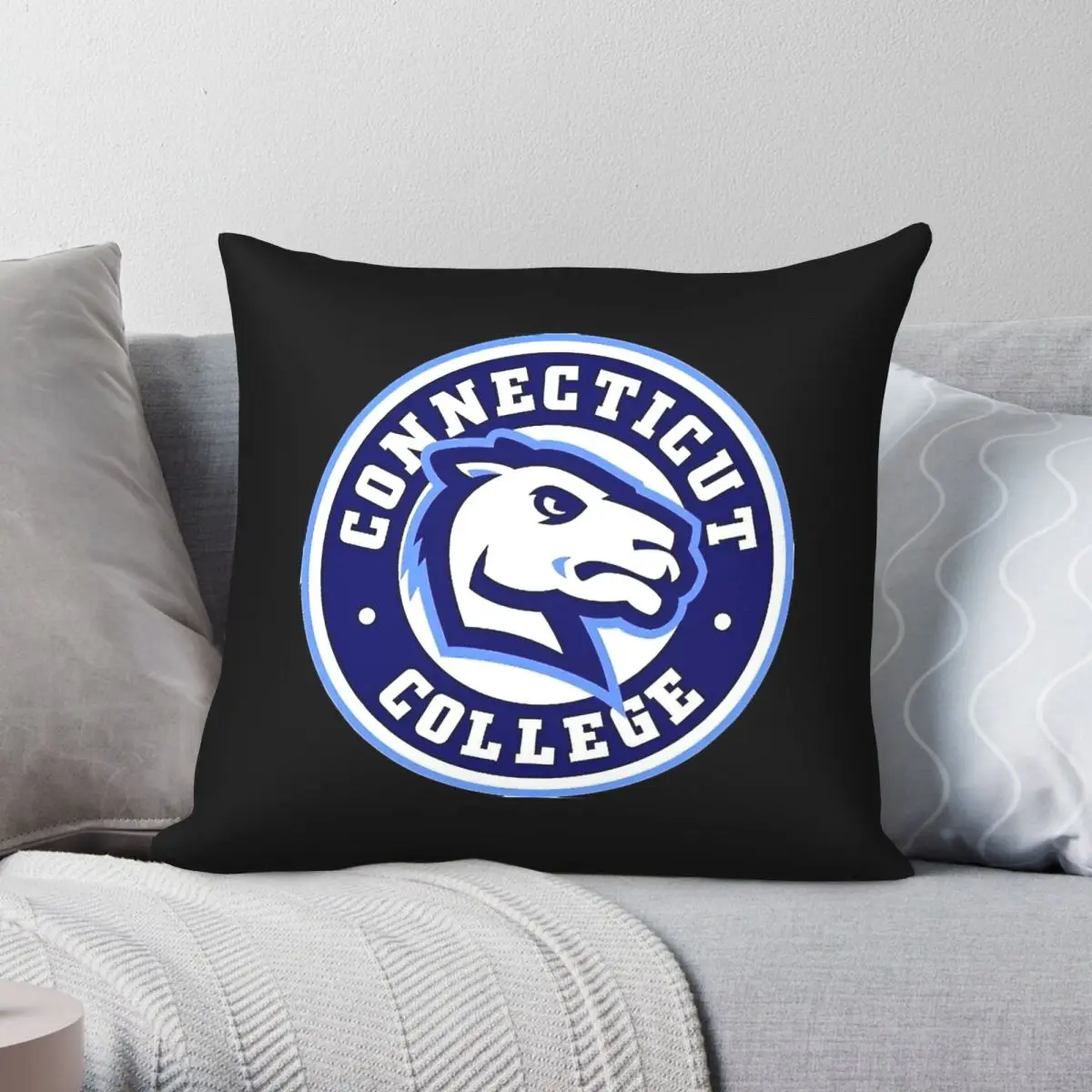 Connecticut College Camels Square Pillowcase Polyester Linen Velvet Pattern Zip Decor Pillow Case Sofa Cushion Cover 45x45