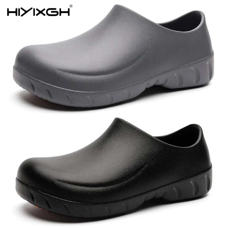 Men's Chef Work Shoes Eva One-Piece Waterproof, Oil-Proof, Non-Slip, Closed-Toe Slip-On Sandals for Restaurant Kitchen Work