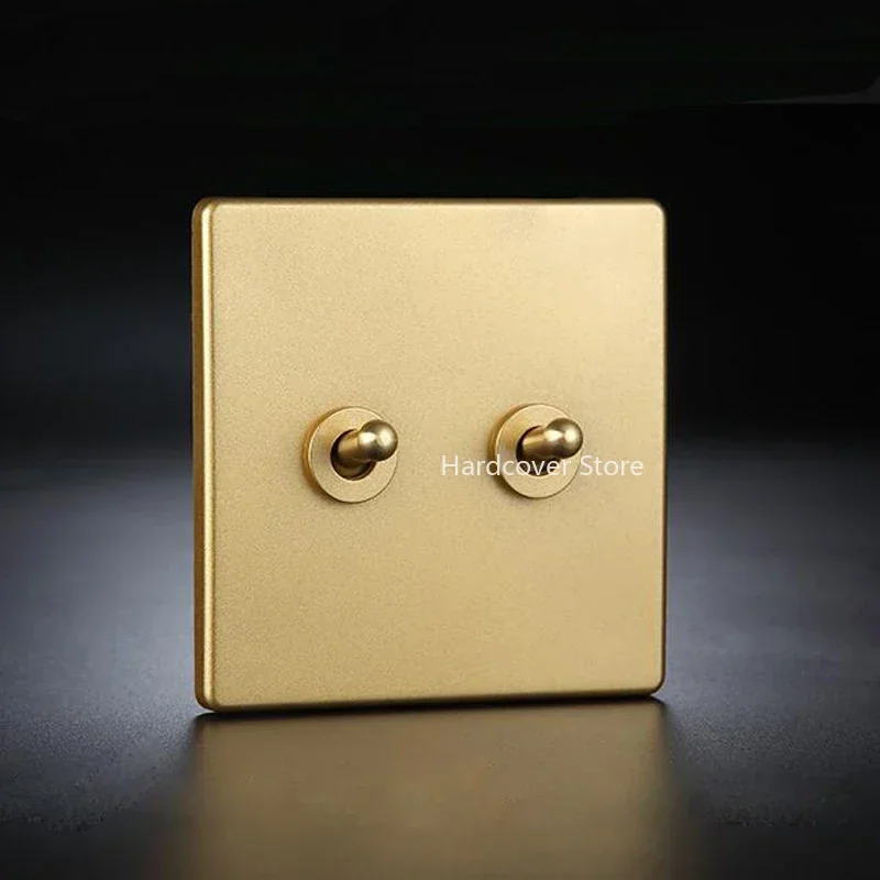 High Quality 86 Type Retro Champagne Gold Wall Lamp Brass Toggle Switch 1-4 Gang 2 Way Single Dual Control Light Switch 10A 220V