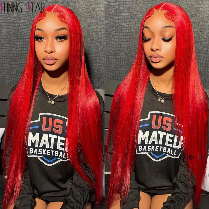 13X4 Hd Lace Frontal Wig 32 Inch 99J Red Lace Front Human Hair Wig Burgundy Colored Straight Lace Front Wig for Black Women