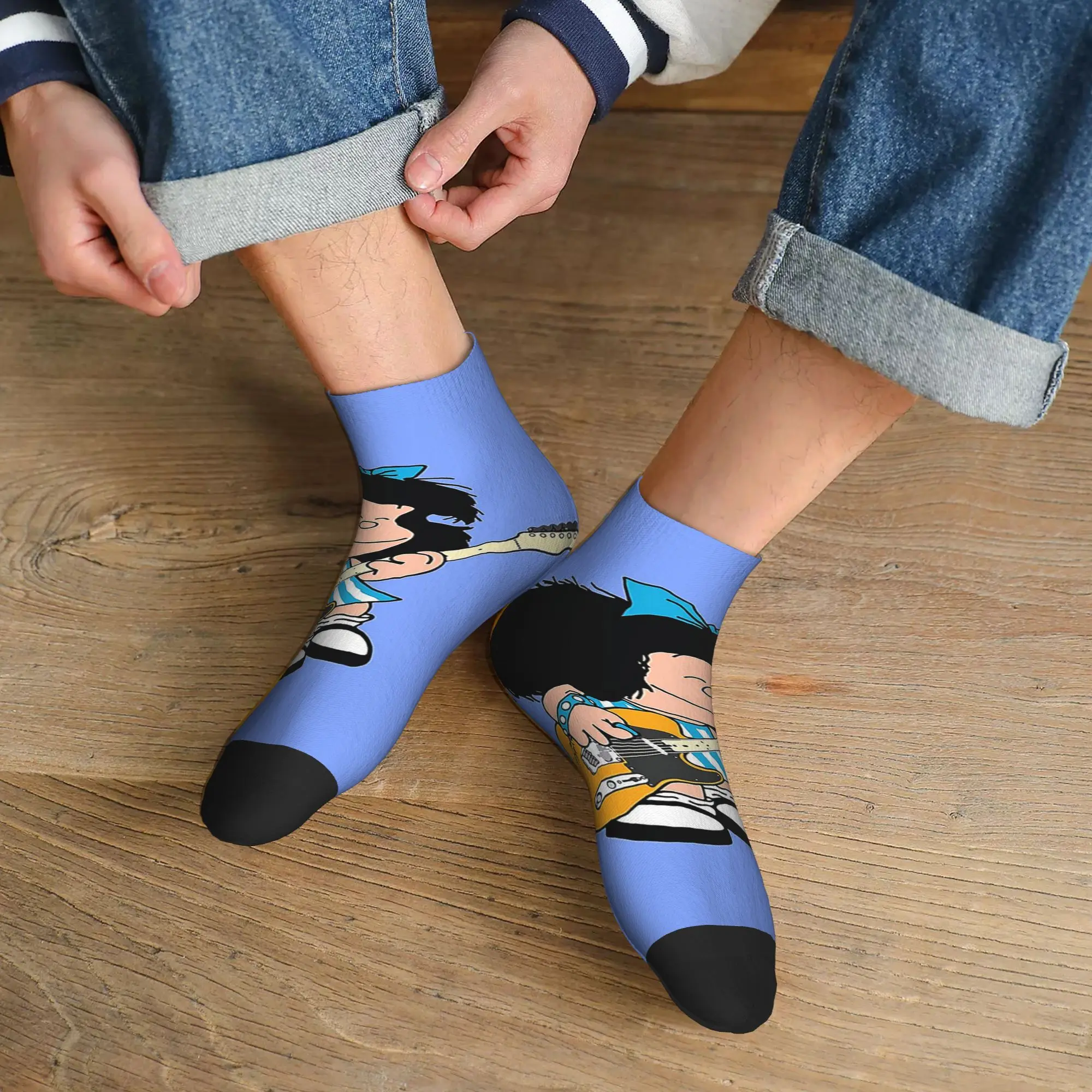 All Seasons Mafalda Anime plaid Socks Harajuku High Quality Crew Socks Funny Stockings for Men Women Gifts