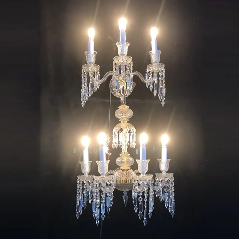 

French Design Led Wall Light With Crystal Candle, Luxury Elegant For Villa Living, Hotel Bedroom, Corridor Mood