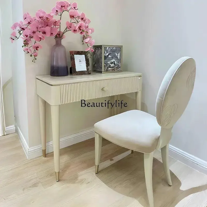 

yj7 American light luxury dresser French retro romantic makeup stool with makeup mirror bedroom