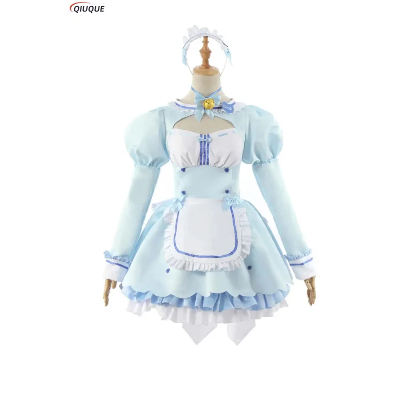 Nekopara-Disfraz de cosplay de chocolate para niña y mujer, vestido de lolita de sirvienta con diadema, skitts rosas, diadema con orejas de gato