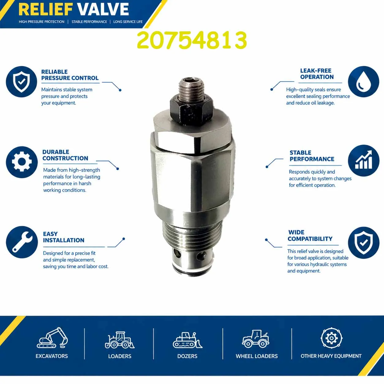 Relief valve 20754813 Hzh-093 For Volvo EC450 EC460