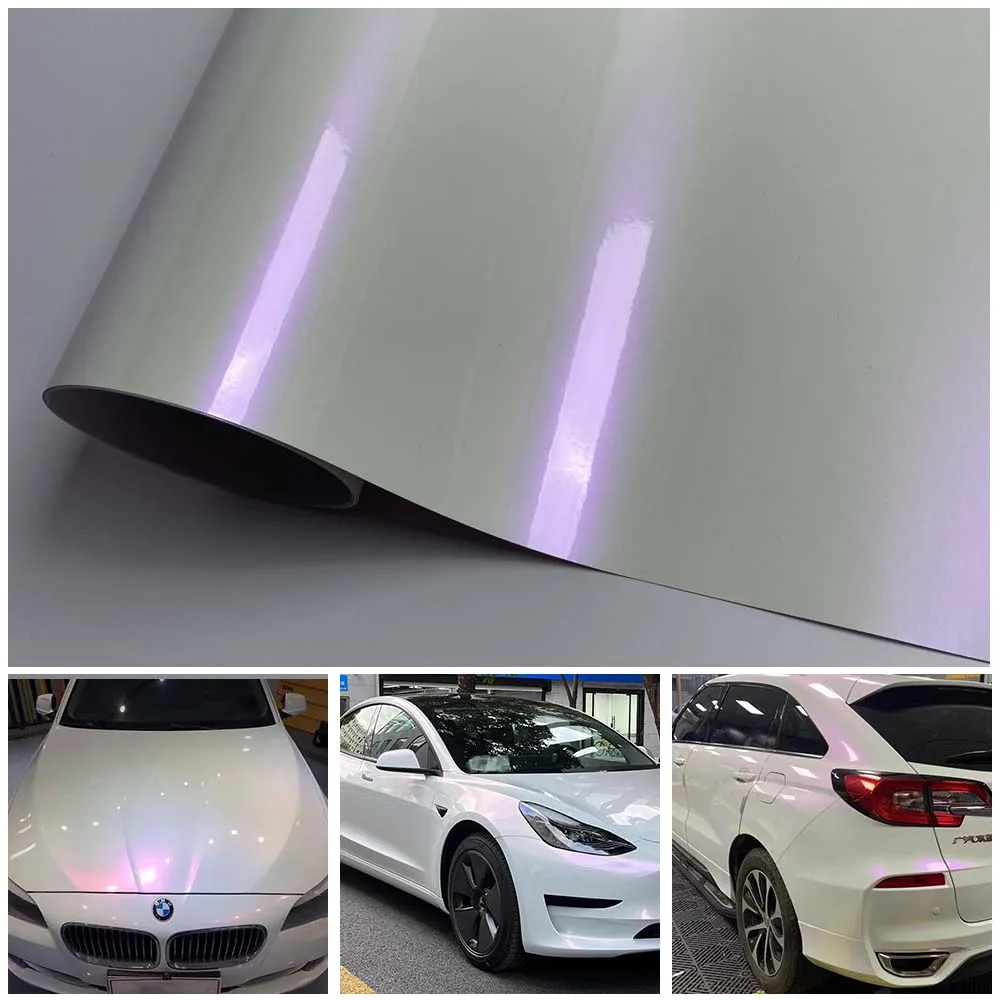 

Glossy Color Shift Purple Vinyl Wrap Self Adhesive Vehicle Decal Pearl Air Release Car Wrapping Sticker