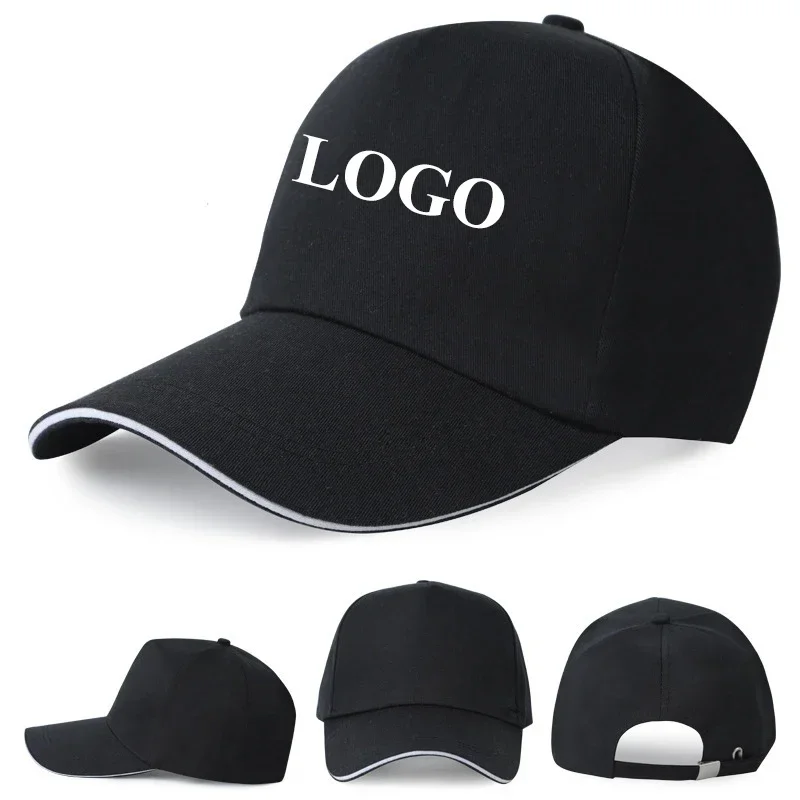 100% Cotton Baseball Cap for Men Women Solid Sunhat Free Print Logo Outdoor Caps Metal Button Custom Advertising Promotional Hat