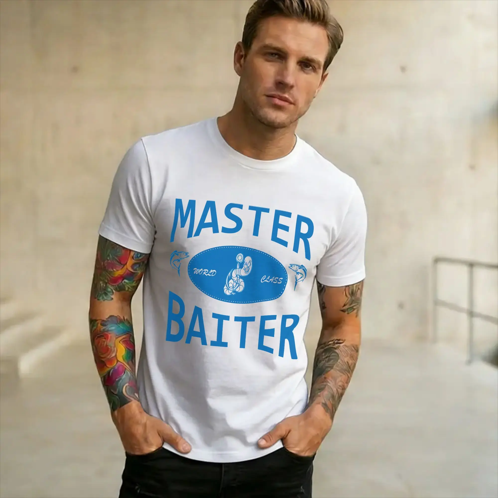 Men Women Graphic Printed Master Baiter Funny Fishing  T Shirt Tee 100% Cotton  T-shirts Clothes