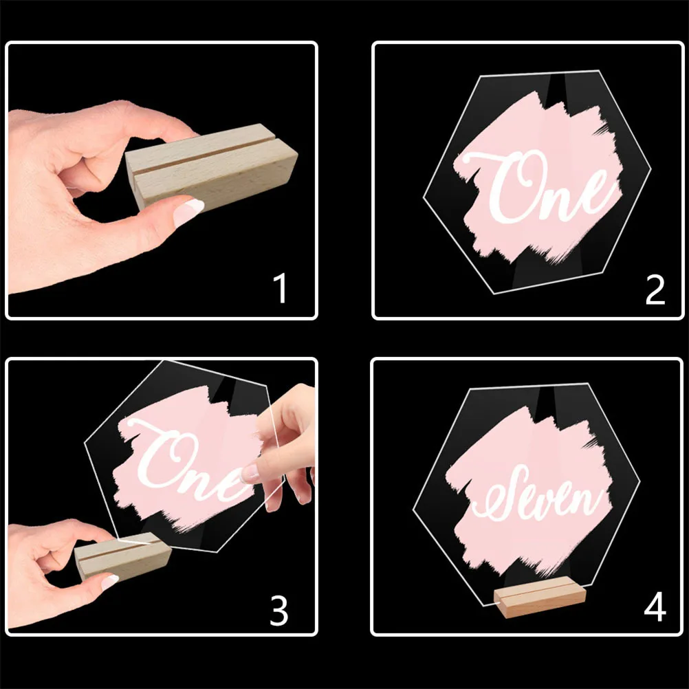 

10pcs Table Numbers Wedding Party Hexagonal Acrylic Stand Restaurant Banquet Event Table Number Holders For Reception