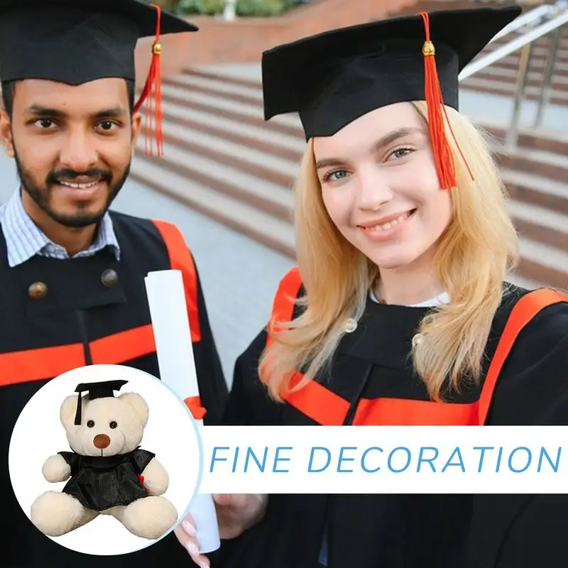 Bear With Graduation Hat Toys Stuffed Toy Doll With Hat Soft Plush Pillows Portable Comfortable Toy For Family Friends Children
