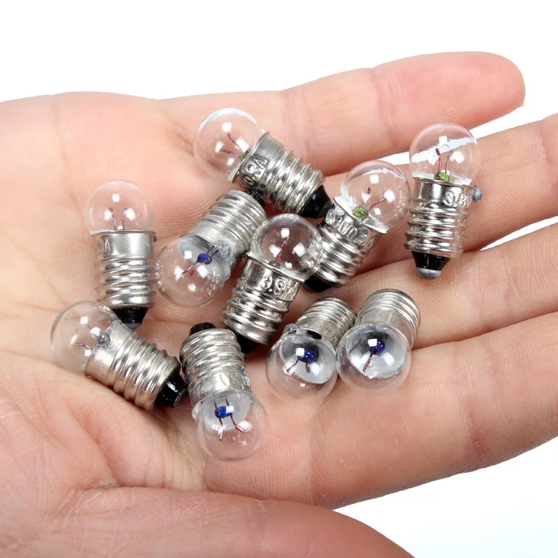 50pcs3.8V/0.3A E10 Screw Small Bulb Beads Consumables For Old-fashioned Pearl Electrical Experiment Equipment