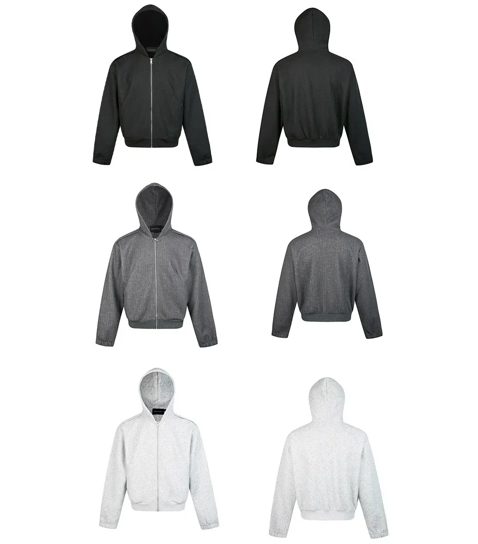 

Autumn Linen Blend Sweatshirt TR Air Layer Cleanfit High-End Feel Short Wide Casual Jacket for Men and Women