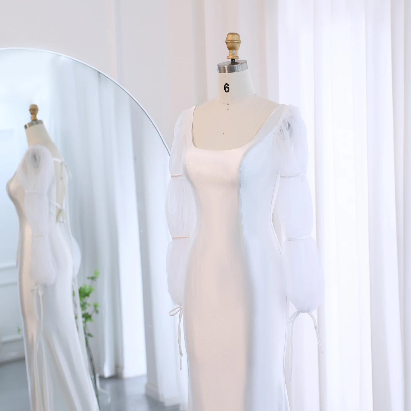 Sharon disse elegante marfim sereia vestido de noite com mangas puff dubai para mulheres árabes vestidos de festa de casamento sf021 personalizado