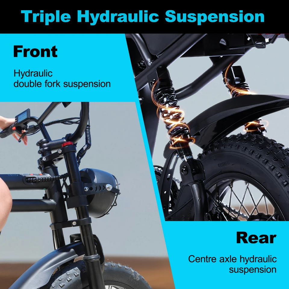 VDL Mountain Electric Bike , 16" Fat Tire Ebike, Wider Seat 250W Peak Motor, Removable Battery, Front Fork Suspension image 8