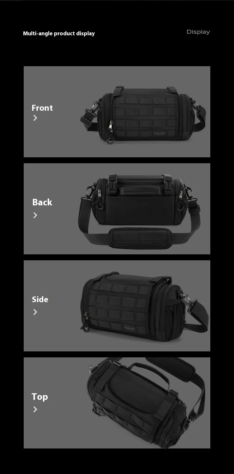 Tigernu Herren-Umhängetasche, taktische Umhängetasche, Herrentaschen, Outdoor-Tasche, Fahrrad-Hängetasche, Sport-Radsport-Umhängetasche, Messenger-Tasche – Detail 12