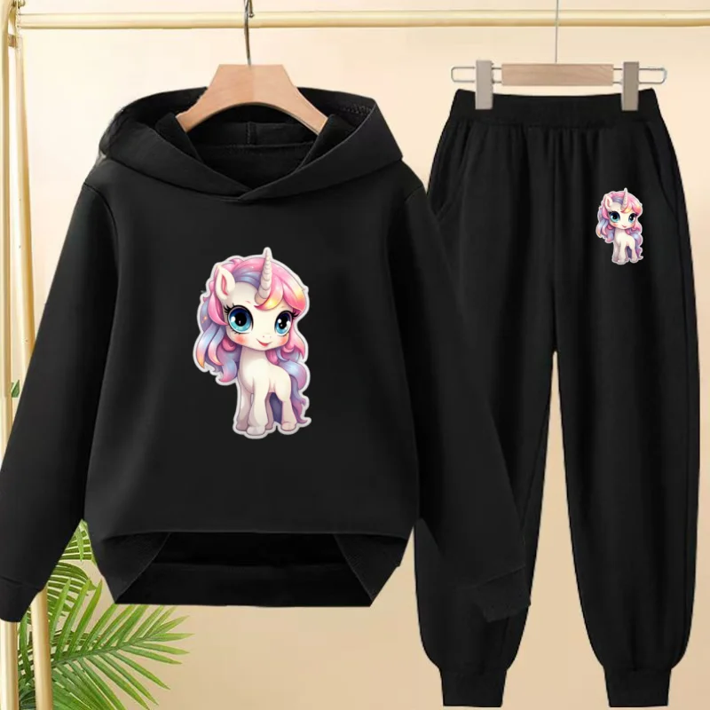 

Children Boy Girl Unicorn 3-12 Age Autumn Winter 2 Piece Set Casual Fashion Hoodie Trousers Pullover Hooded Sportswear Outerwear