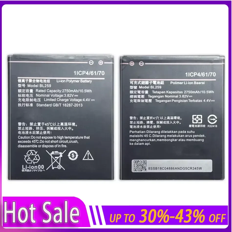 BL 259 Tested 3.82V 2750mAh BL259 for Lenovo Vibe K5 / K5 Plus / A6020 A6020A40 A6020A46 Battery Bateria Warranty + Track NO