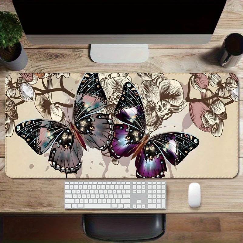 

Шикарный настольный коврик с бабочкой | Большой коврик для мыши с цветочным принтом и нескользящим резиновым основанием | Гладкая поверхность для легкого движения | Идеально подходит для дома и