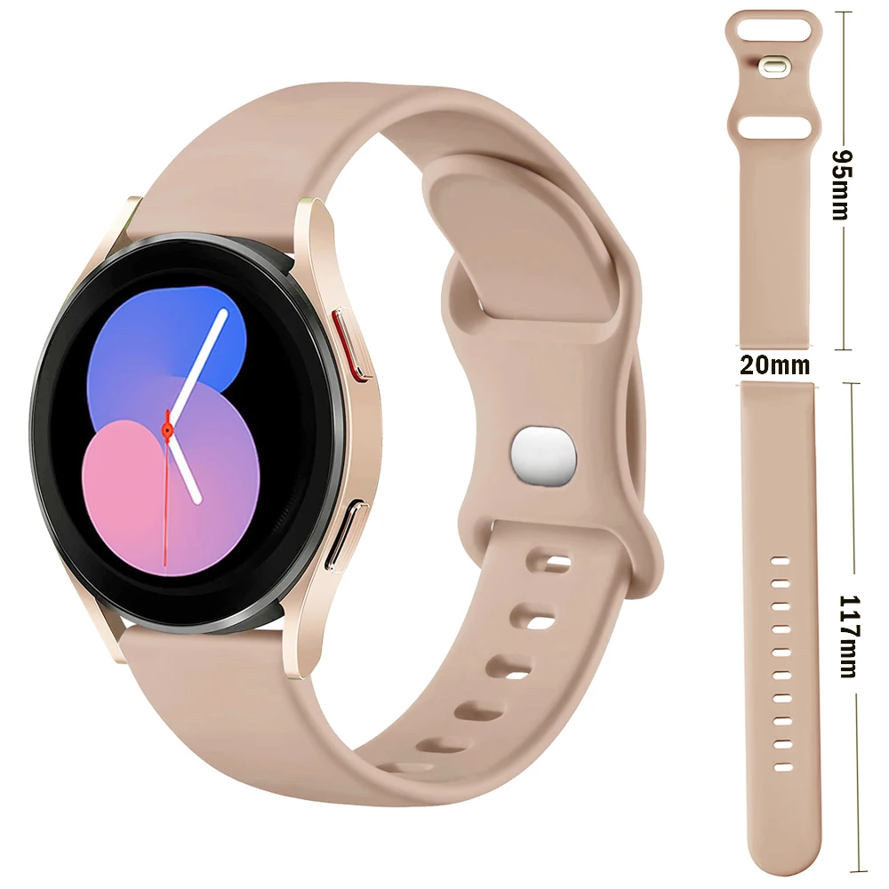 Pulseira de relógio de silicone macia para Samsung Galaxy Watch, pulseira esportiva, 6-5 Pro, 4 Classic, Active 2, Huawei GT, 4-3-2 e-Pro, 22mm, 20mm