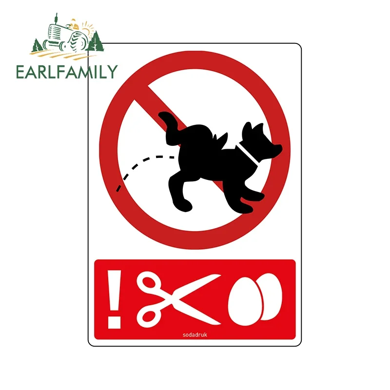 

EARLFAMILY 13cm x 9.2cm for Dog No Peeing Sign Car Accessories Stickers Funny Waterproof Decal Windows Windshield Sticker