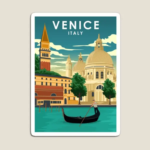 Venice Italy Vintage Minimal Travel Post Magnet Refrigerator Toy Magnetic Children Funny Baby for Fridge Organizer Home
