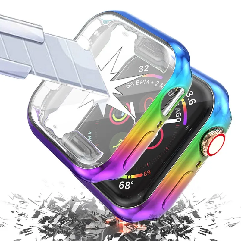 Capa macia de cor de silicone para Apple watch 44mm 40mm Concha resistente a quedas e resistente a riscos para iwatch 6 5 4 SE 44mm