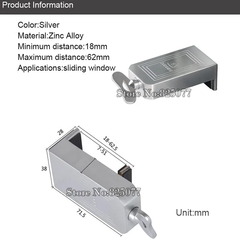 1PCS Solid Zinc Alloy Sliding Door Window Locks Adjustable Latch Security Anti-theft Prevent Child Open Window Safety Limit Lock