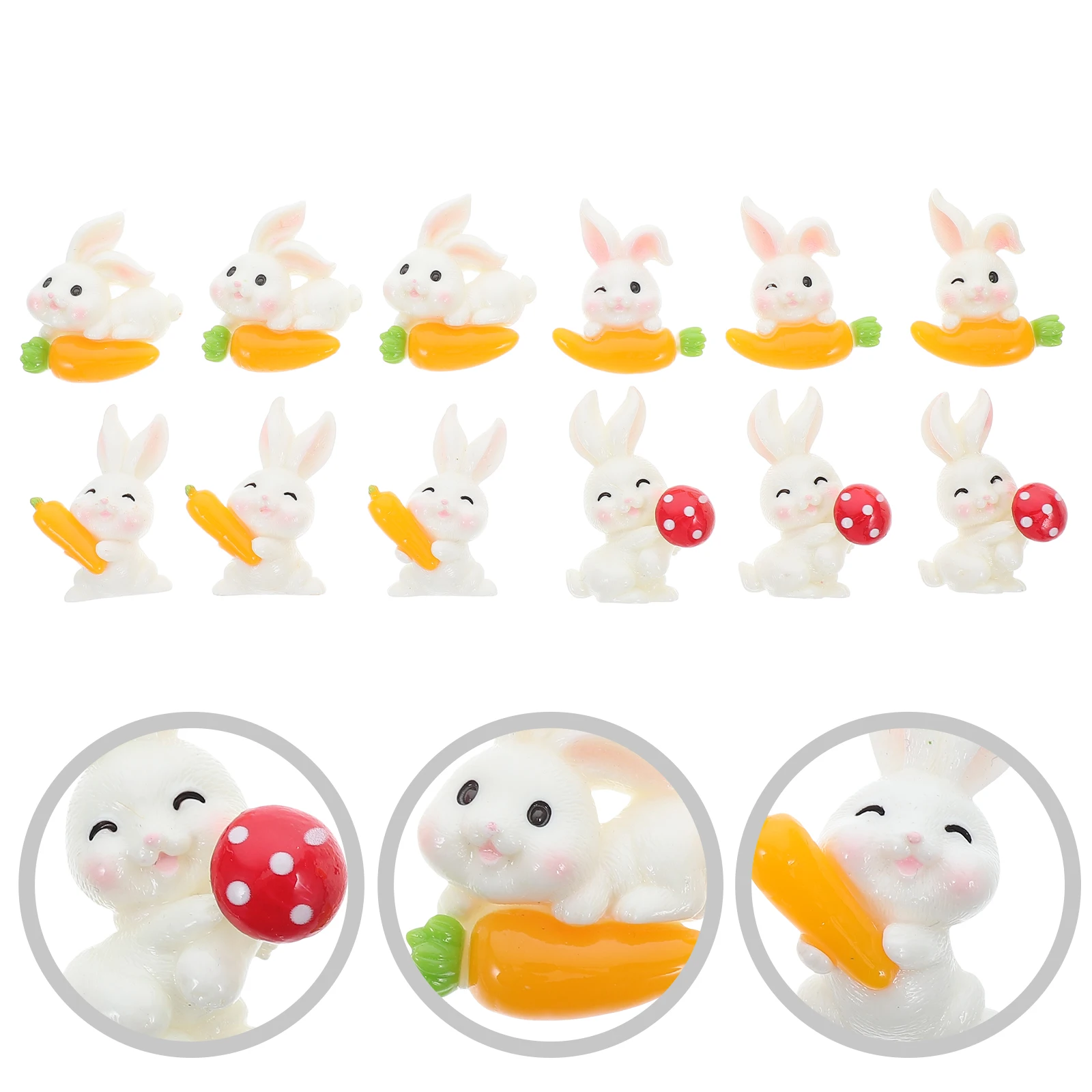 12Pcs DIY Phone Case Fridge Magnets Resin Rabbit Carrot Charms Cute Animal Embellishments for Hairpins Crafts Jewelry Making