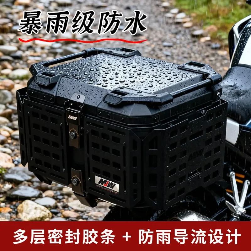Motorcycle MJW45L55L Multifunctional Armored Aluminum Alloy Tail Box Quick Release Travel Toolbox Electric Vehicle Rear Tail