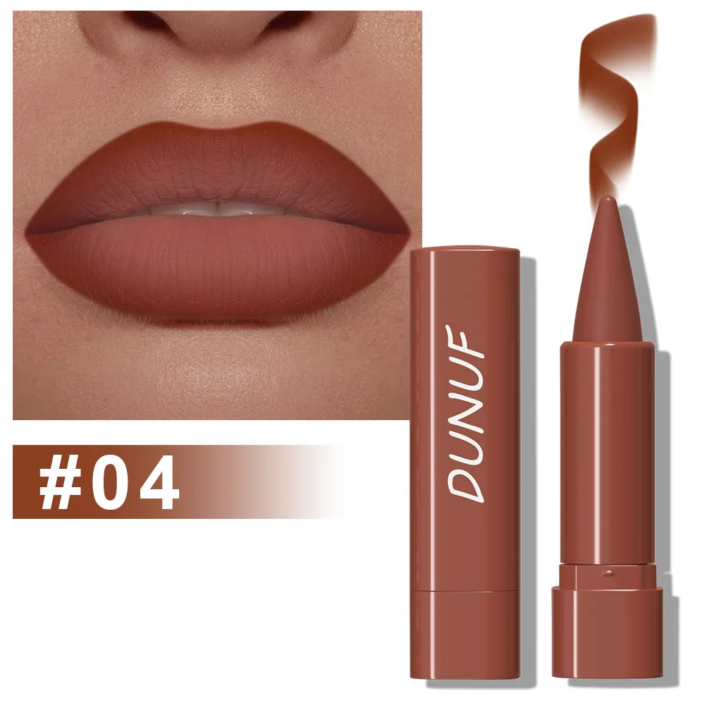 DUNUF 9-kleuren roterende lipliner en multifunctionele poederblush fluwelen matte waterdichte non-transfer lipliner make-up