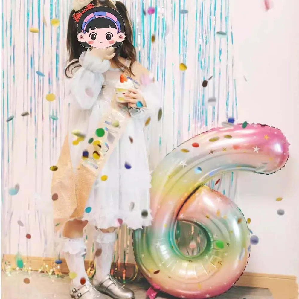 

40inch 1 2 3 4 5 Large Rainbow Star Number Balloon Gradient Colorful Foil Helium Balloons Girls Birthday Party Decoration Globos