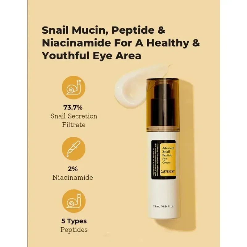 

Snail Peptide Eye Cream - Perfect Solution for Dark Circles and Puffy Eyes - Reduces Wrinkles and Fine Lines - Moisturizing