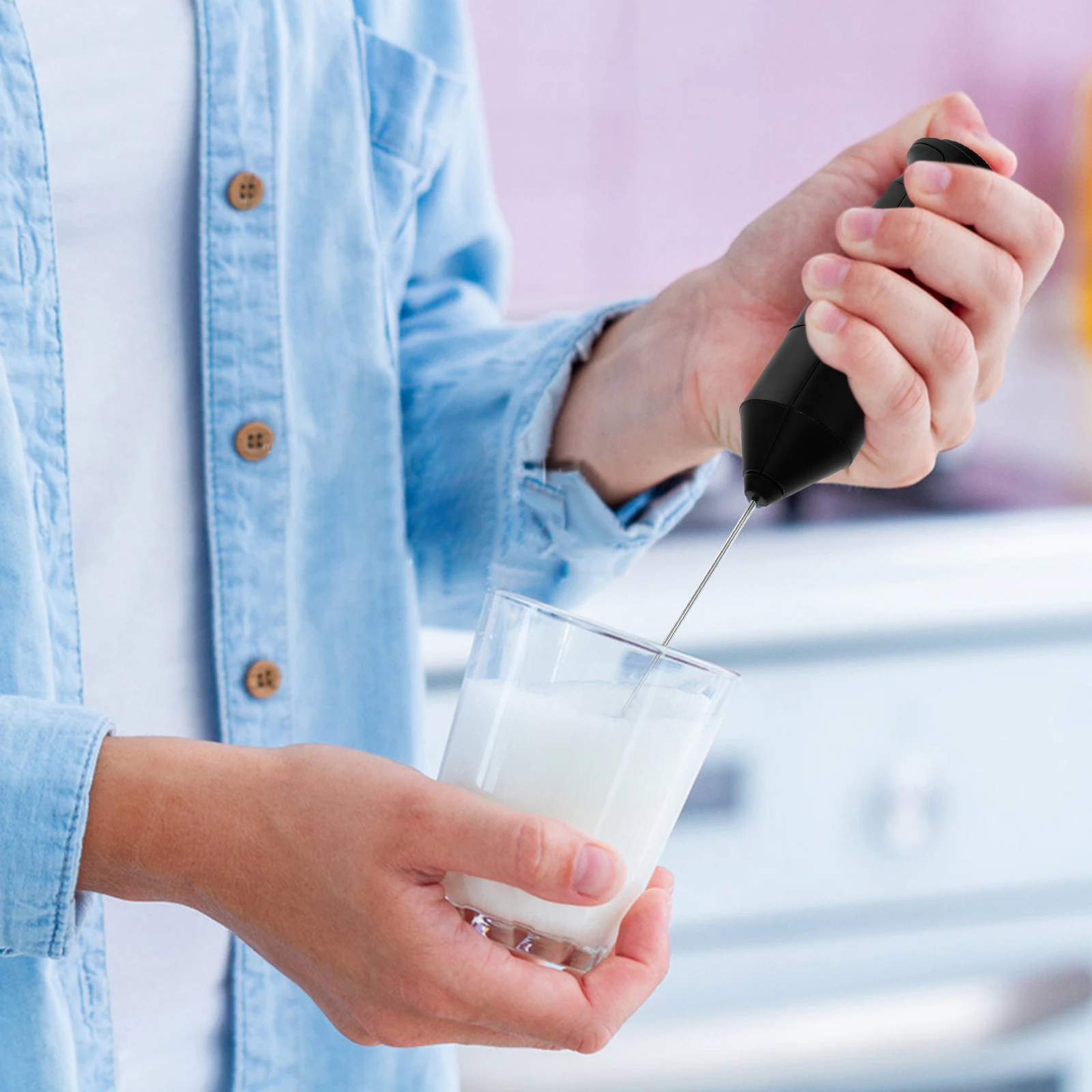 

1 Set Milk Frother Durable Electric Foam Maker Handheld Easy Clean Kitchen Gadget Black No Battery