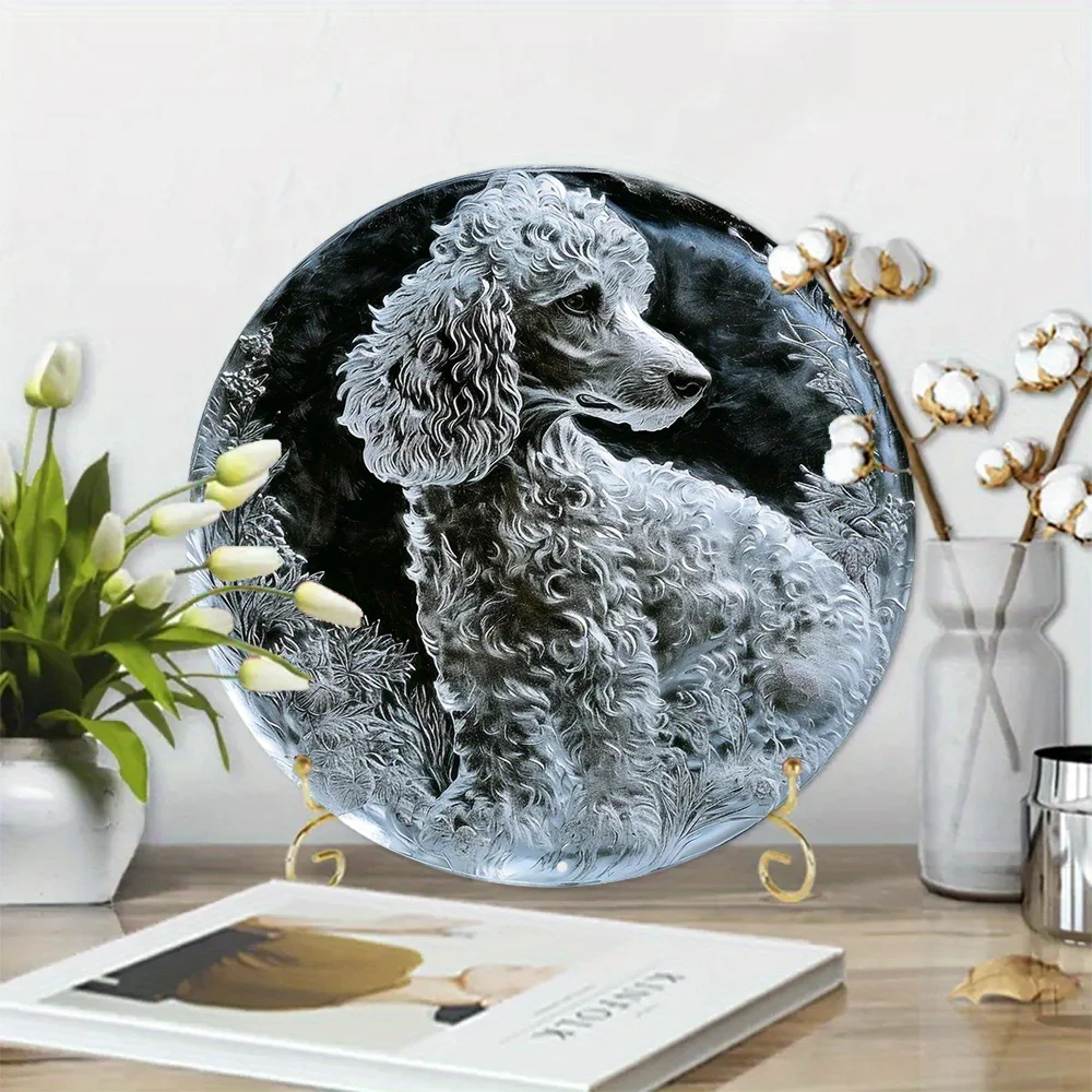 Bedroom Thanksgiving Day Faux Ice Sculpture Window Decoration Round Wreath Sign Decoration Gift Poodle Theme Decoration