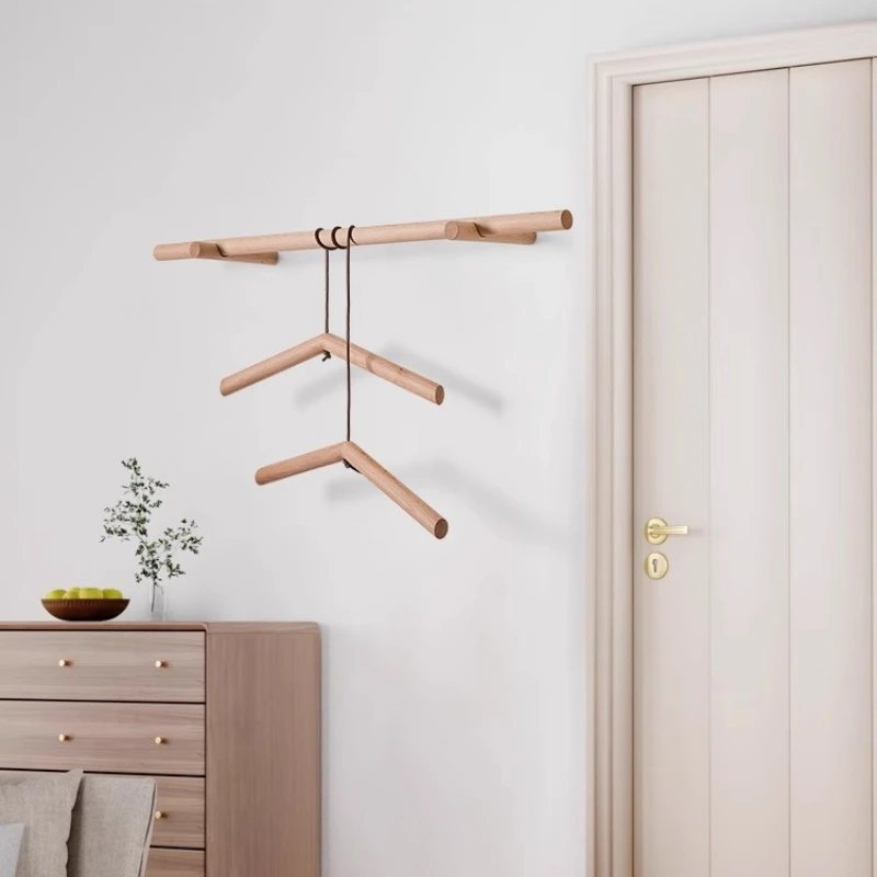 Wooden Wall Mounted Coat Rack Creative Door Back Clothing Display Hanger Bathroom Garment Organizer Boutique Storage Solution