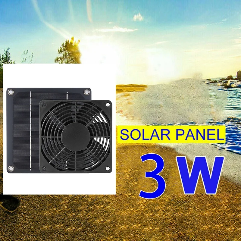 3W Solar Exhaust Fan Outdoor Portable 2000R/Min High-Speed Solar Exhaust Fan For Greenhouse Pet House Kennel Cooling