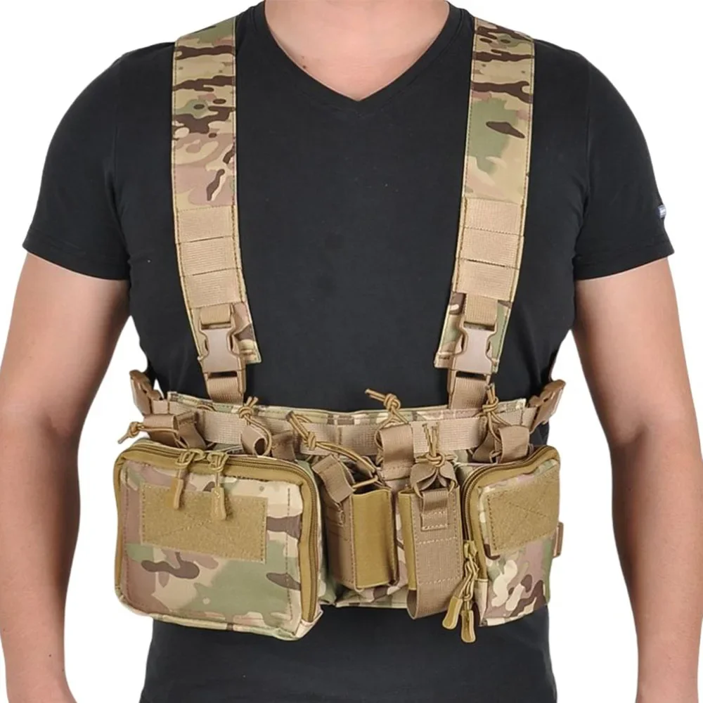 

Tactical Chest Vest Rig Bag Field Training Vest Multifunctional Camouflage Strap with Multi-Pocket Outdoor Camping CS Match Pack